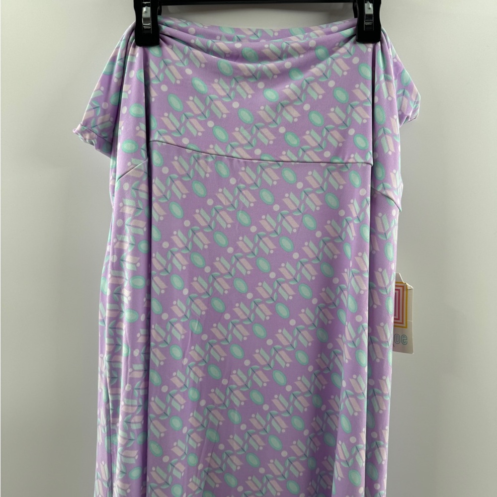 LuLaRoe Maxi Skirt NWT – Women’s 3XL Purple Lavender Teal Print - Picture 2 of 4